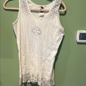 White Embellished Tank Top